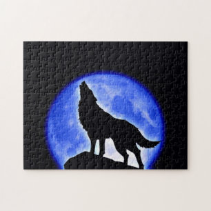 Puzzle Wolf Fullmoon & Blue Night - Wild Animaux Art