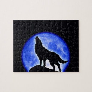 Puzzle Wolf Fullmoon & Blue Night - Wild Animaux Art