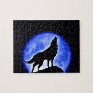 Puzzle Wolf Fullmoon & Blue Night - Wild Animaux Art