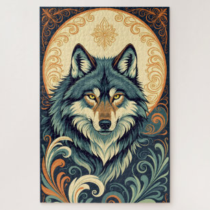 Puzzle Wolf Motif ornemental