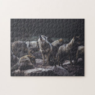 Puzzle Wolf Pack Forest Loups gris Animaux Vue de la natu