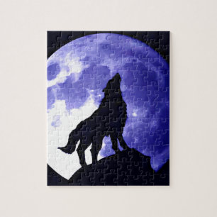 Puzzle Wolf Silhouette & Pleine lune