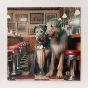 Puzzle Wolfhounds irlandais dans un dîner rétro