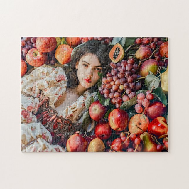 Puzzle Woman with apples and grapes (Horizontal)