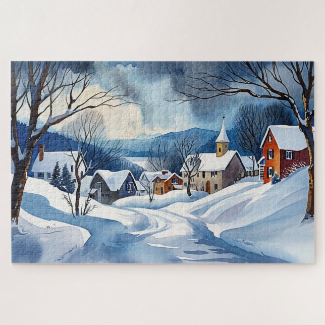 Puzzle Wonderland d'hiver dans une petite ville (Horizontal)