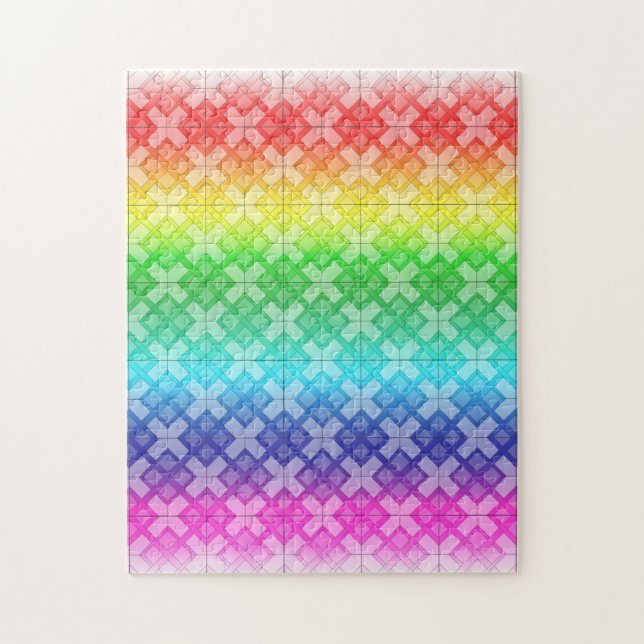 Puzzle - Woven Lattice over Rainbow Background (Vertical)