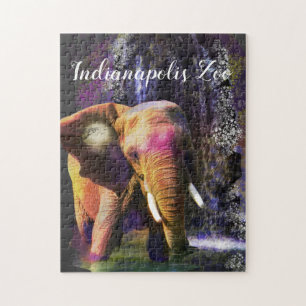 Puzzle Wrinking Wonders Wonders Colorful Elephant Waterfa