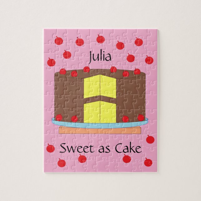Puzzle Yellow Cake and Cherries: Pink (Vertical)