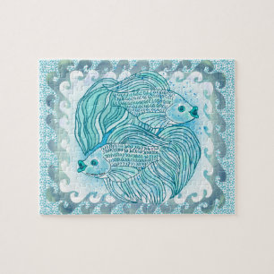 Puzzle Yin Yang Carpe Koï Bleue