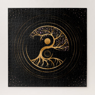Puzzle Yin Yang Tree of life - Fluorite and Gold