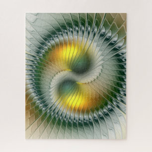 Puzzle Yin Yang Vert Jaune Abstrait coloré Fractal