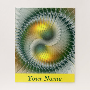 Puzzle Yin Yang Vert Jaune Abstrait Colorful Nom de l'art