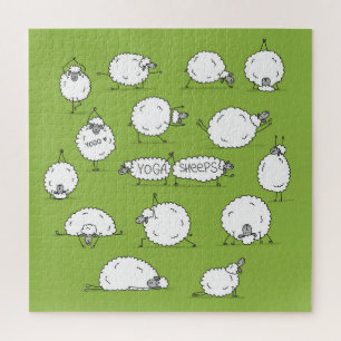 Puzzle Yoga Sheep : Whimsical Sketch Fun.