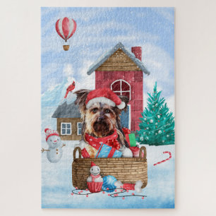 Puzzle Yorkshire Terrier chien dans la maison de Noël enn
