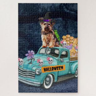 Puzzle Yorkshire Terrier Chien Halloween Camion Effrayant