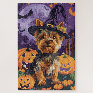 Puzzle Yorkshire Terrier Chien Halloween sorcière et Citr