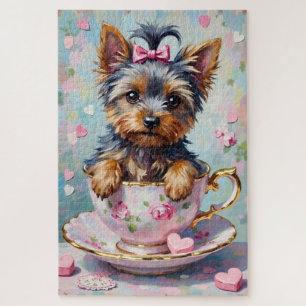 Puzzle Yorkshire Terrier dans un Saint-Valentin de tasse