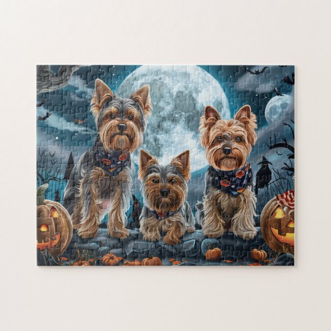 Puzzle Yorkshire Terrier Halloween Éffrayant (Horizontal)
