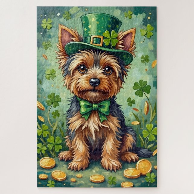 Puzzle Yorkshire Terrier St Patrick’s Day Cute Lucky Dog (Vertical)