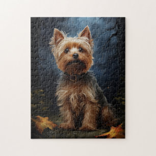 Puzzle Yorkshire terrier sur la nuit lune