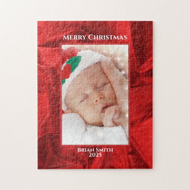 Puzzle Your Photo Text - Holiday Red Metallic (Vertical)
