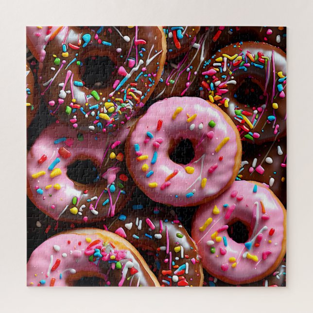 Puzzle Yummy Pink et des beignets au chocolat avec des ar (Vertical)