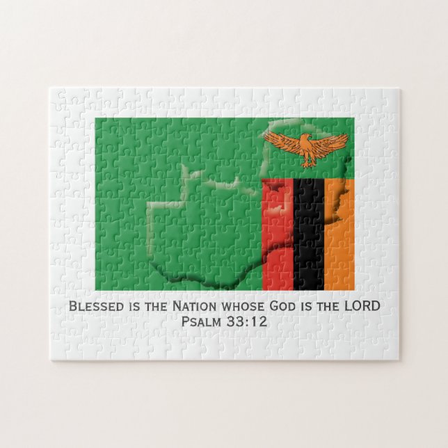 Puzzle ZAMBIE | Blessed Nation | DRAPEAU ZAMBIEN (Horizontal)