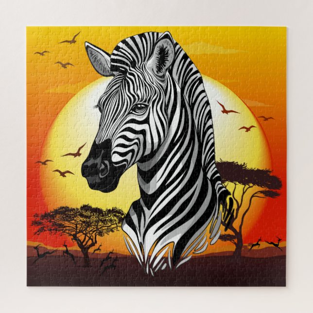 Puzzle Zebra African Savanna Wild Animal (Vertical)