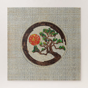 Puzzle Zen Enso Circle and Bonsai Tree Mosaic
