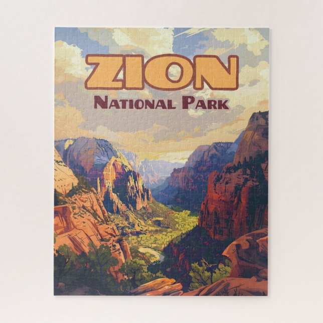 Puzzle Zion National Park Utah Moab Canyon Retro (Vertical)
