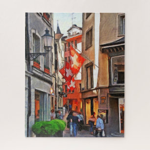 Puzzle Zurich. La grandeur des drapeaux de la Suisse