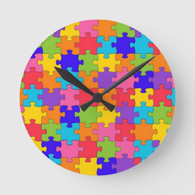 Puzzled Collection Round Clock (Front)