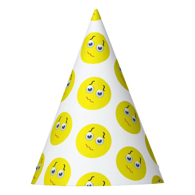 Puzzled Confused Emoji Party Party Hat (Front)