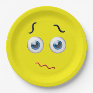Puzzled Emoji Paper Plate