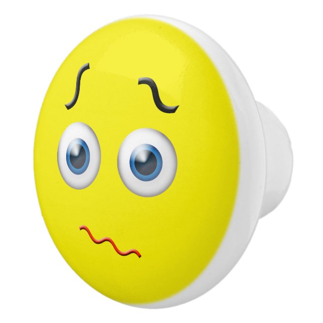 Puzzled Face Emoji Ceramic Knob (Right)