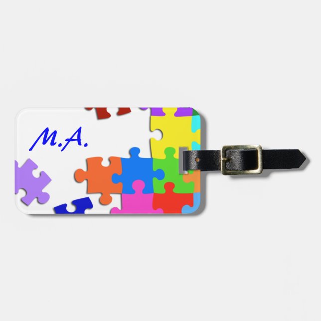Puzzled Luggage Tag (Front Horizontal)