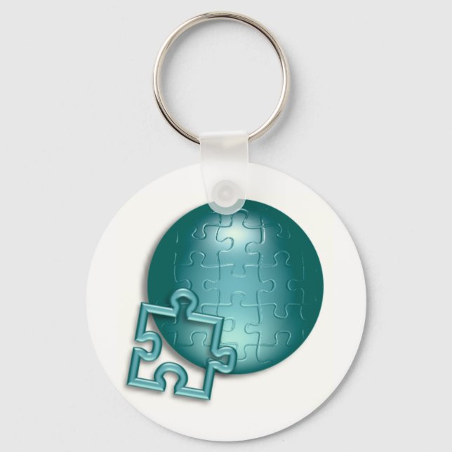 Puzzled World Keychain (Front)
