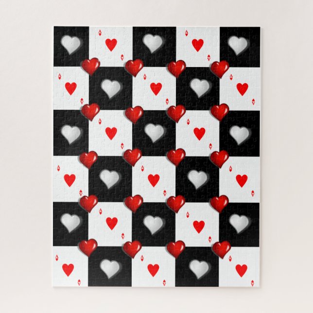 Puzzles Ace Hearts, Playing Cards Red Hearts (Vertical)
