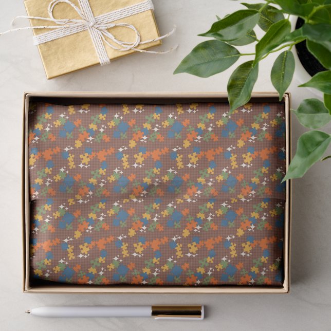 Puzzles - Autumn Colour Outline Colour Background Tissue Paper (Gift)