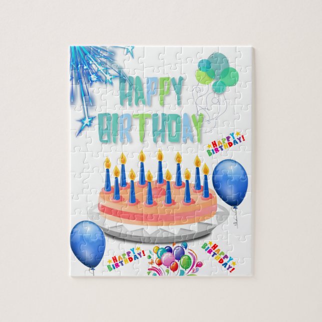 Puzzles Ballons de gâteaux d'anniversaire heureux (Vertical)