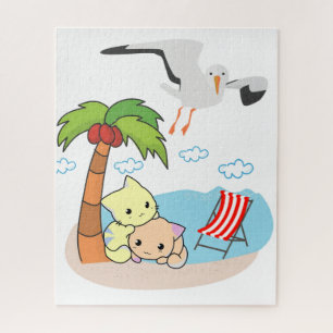 Puzzles Beach Cats Kittens Seagulls