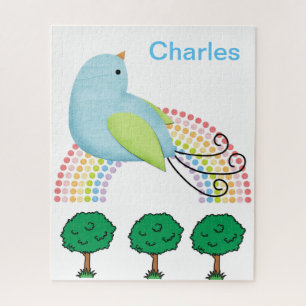 Puzzles Bird Rainbow Trees