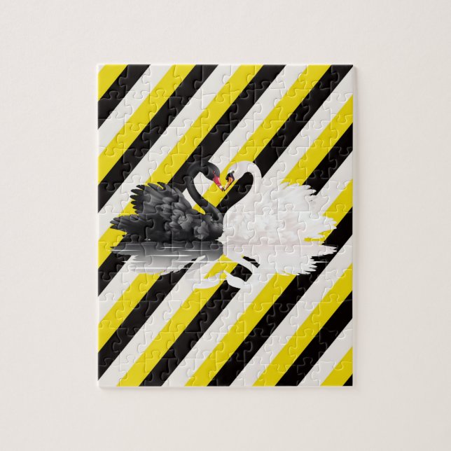 Puzzles Black Yellow White Stripe Swans (Vertical)