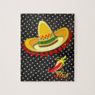 Puzzles Blanc Polkadot Noir Poivrons Sombrero
