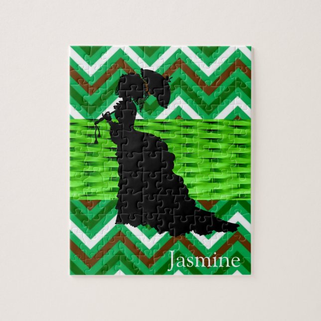 Puzzles blanc vert noir Chevron femme (Vertical)