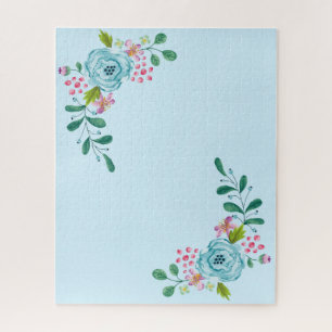 Puzzles Blue Floral Flowers