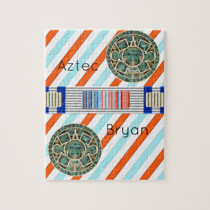 Puzzles Blue Orange Stripe Aztec