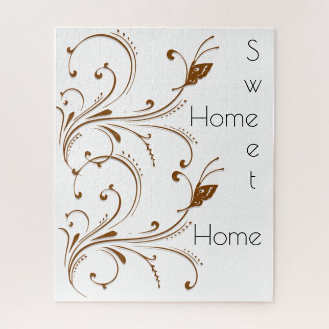 Puzzles Brown Floral Home Sweet Home (Vertical)