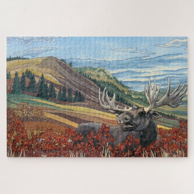 Puzzles canadiens d'art de paysage - orignaux (Horizontal)