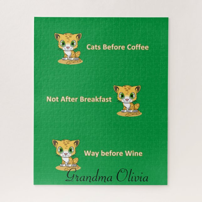 Puzzles Cat Before Wine Coffee Breakfast (Vertical)